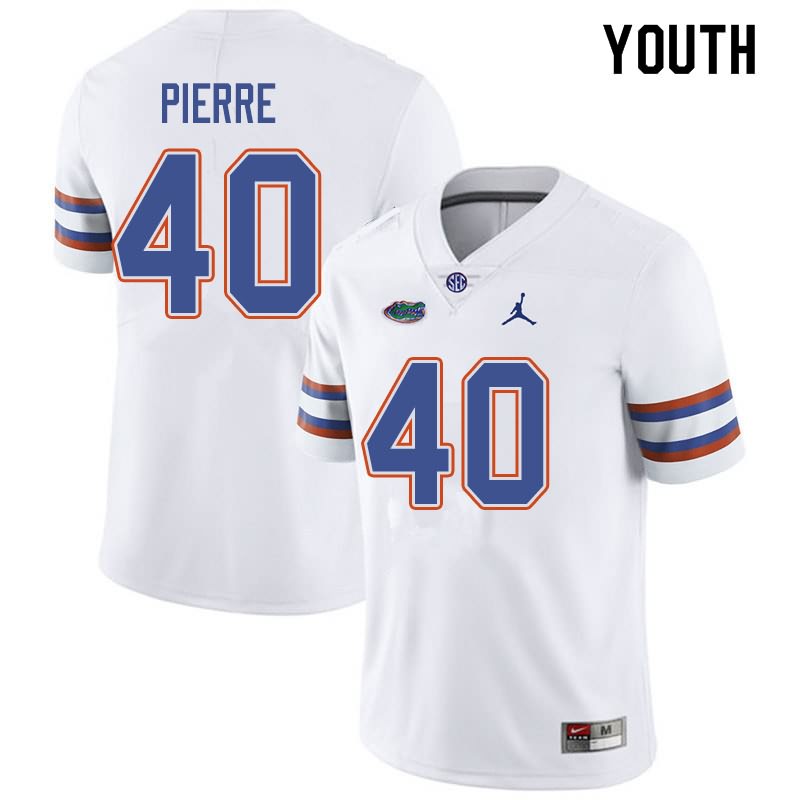 NCAA Florida Gators Jesiah Pierre Youth #40 Jordan Brand White Stitched Authentic College Football Jersey ZQO7264QW